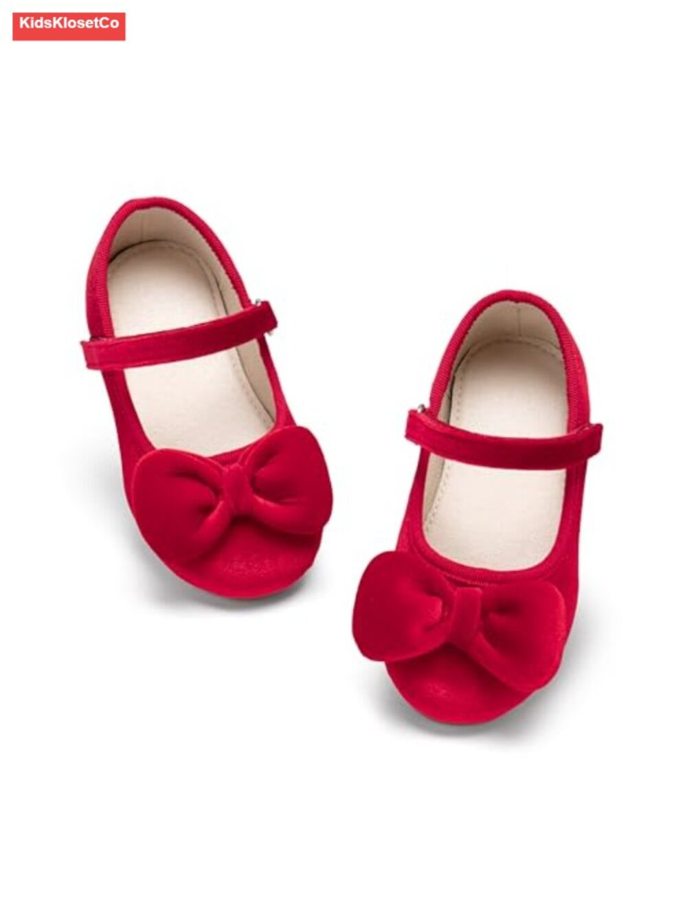 Kids Velvet Bow Mary Jane Flats Toddler Girl Dress Shoes